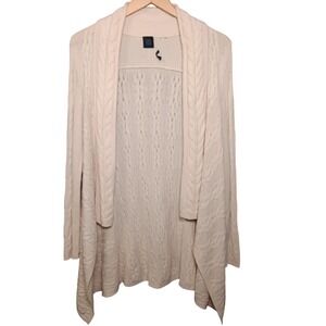 Saks Fifth Avenue Cashmere Cable Knit Open Front Cardigan Cream Neutral Size XS